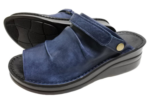 【インコルジェ4039 ネイビー】オープントゥくしゅくしゅ2WAYサボ風サンダル